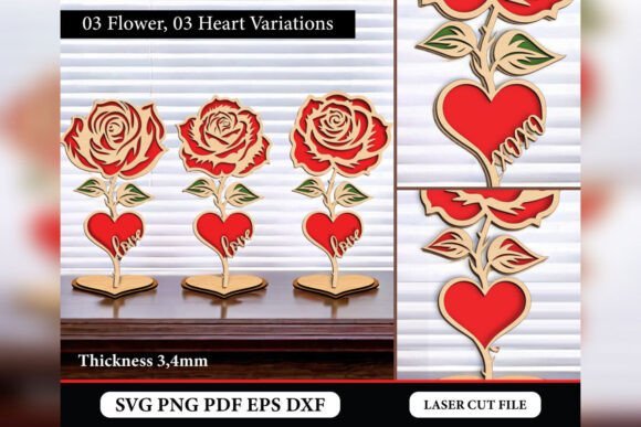 Adorno De Rosa De Pie Creativo Digital